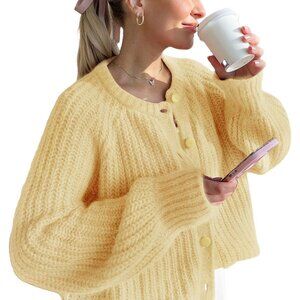 Sophisticated Open Front Cardigan Sweater for Women - Button Down & Chunky Knit